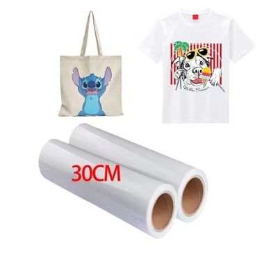 اكبر من إمكانات الطباعة الخاصة بك مع مواد الطباعة DTF 30cm*100m 75U إطلاق فيلم حيوانات أليفة لفة بطح بارد مزدوج الجانب
