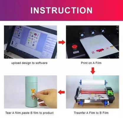الطباعة الرقمية UV فيلم ورقة رول 30cm UV DTF ملصق Ab فيلم نقل