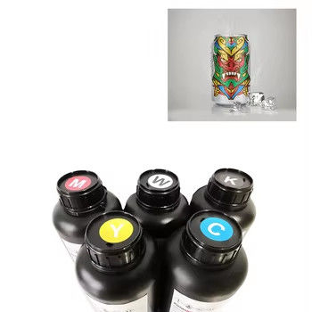 حبر UV CMYK + V لرأس الطابعة Epson dx7 / dx5 / dx4 استخدام 1L لجلد غلاف الهاتف