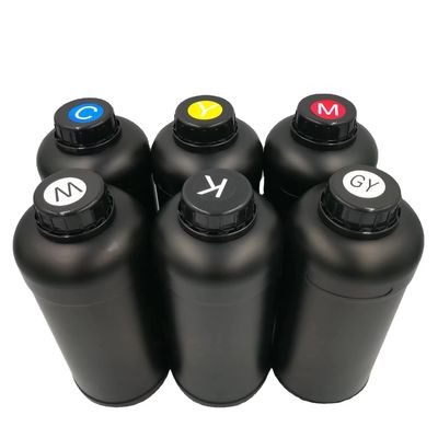 حبر UV CMYK + V لرأس الطابعة Epson dx7 / dx5 / dx4 استخدام 1L لجلد غلاف الهاتف