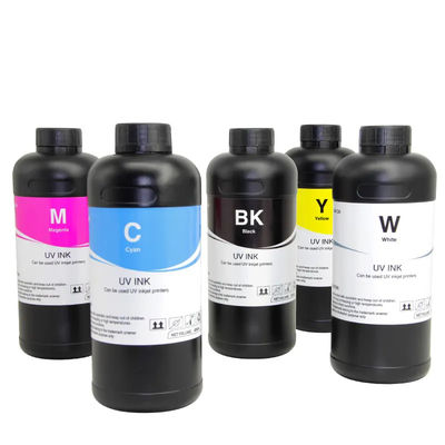 حبر UV صلب ناعم CMYKW لون XP600 TX800 Dx5 Dx7 رأس الطباعة 500ML