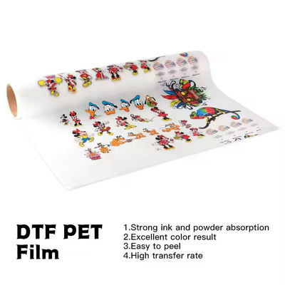 فيلم نقل DTF 30CM x 100M 75U متوافق مع CMYK + حبر أبيض لطباعة الملابس