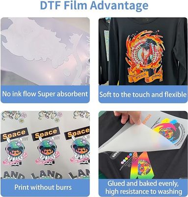 فيلم نقل DTF 30CM x 100M 75U متوافق مع CMYK + حبر أبيض لطباعة الملابس